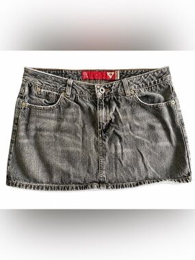 Vintage GUESS Jeans USA Gray Acid Wash Denim Mini Skirt Size 28”